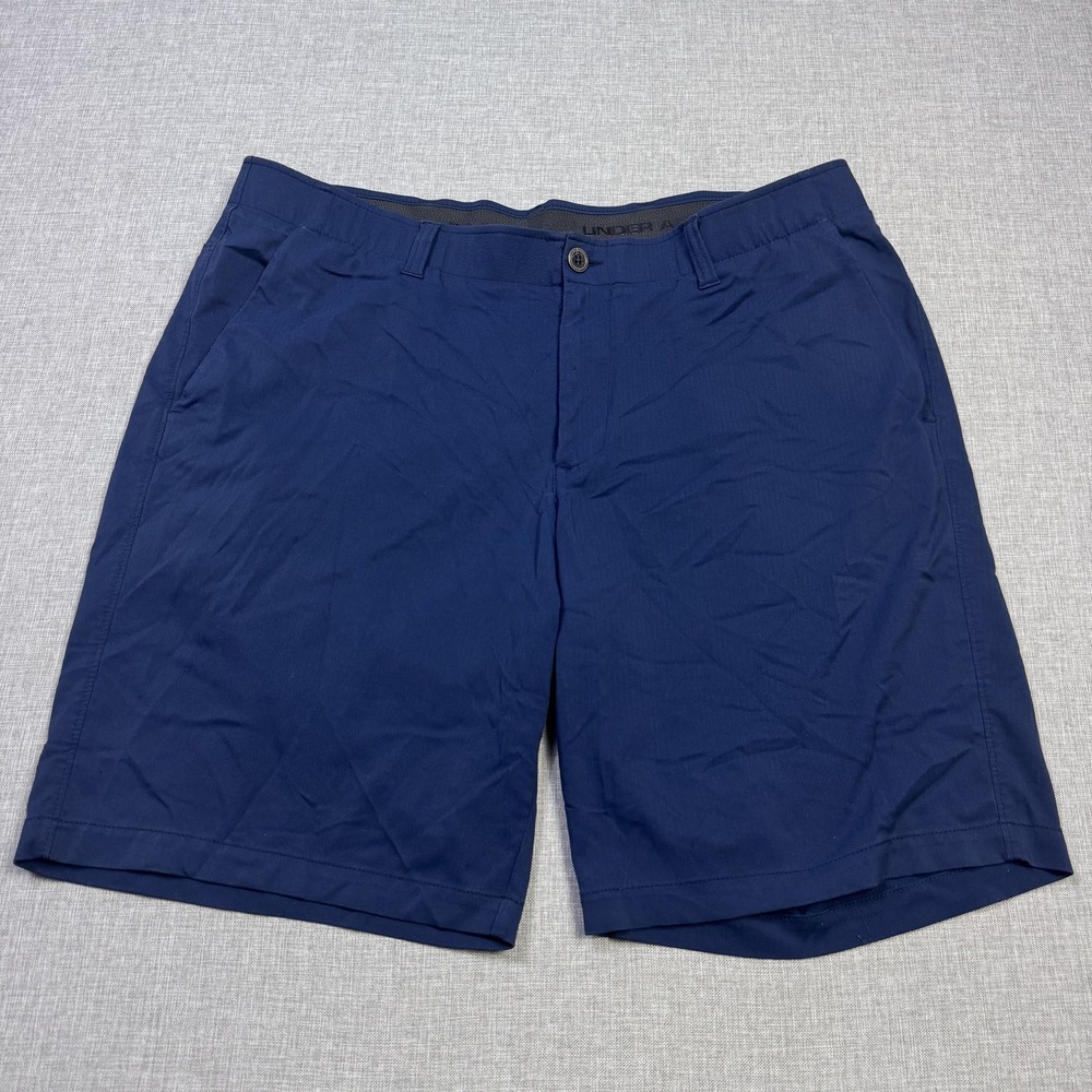 Under Armour Golf Shorts Mens 40 Blue Athletic Twill HeatGear Pockets 10" Inseam